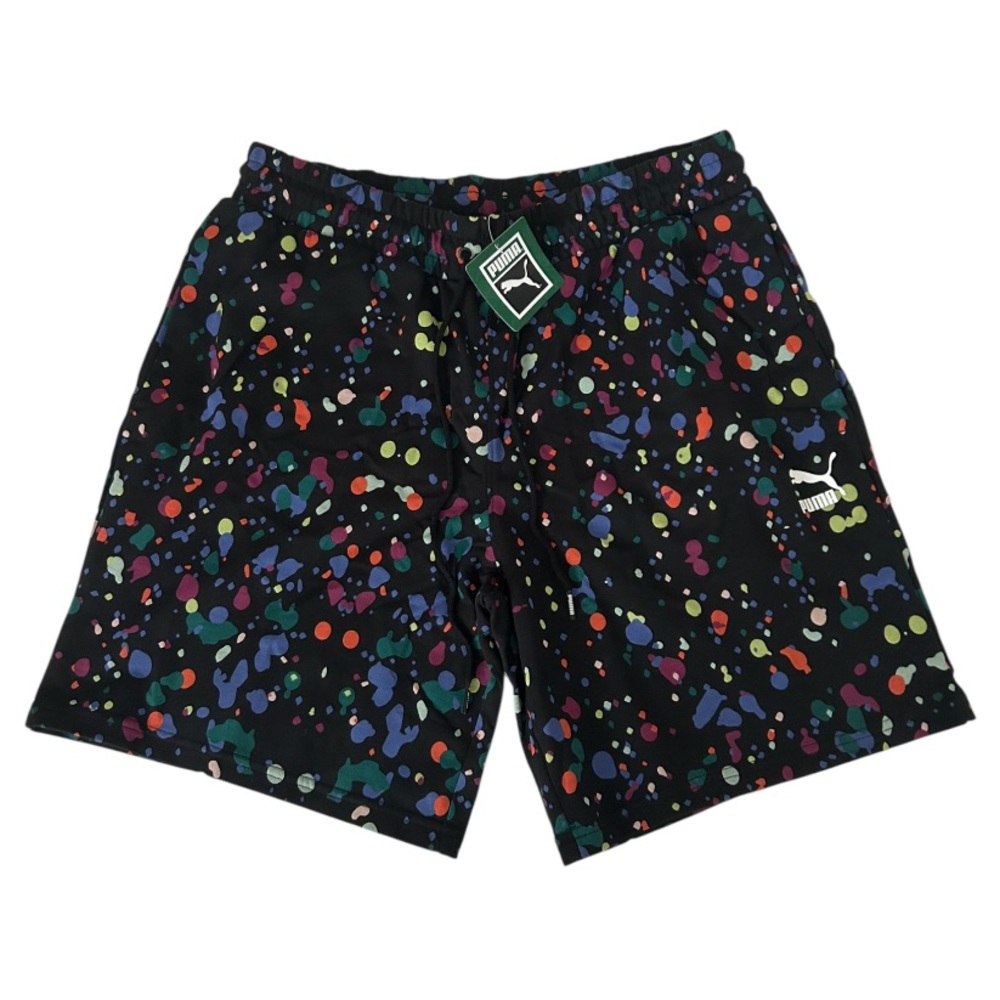 Puma • Cotton Noir Black Speckle AOP Shorts NWT